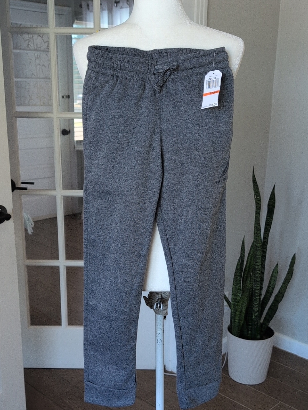 NWT Nautica Medium Grey Heather Drawstring Sweatpants Youth Kids Boys Small